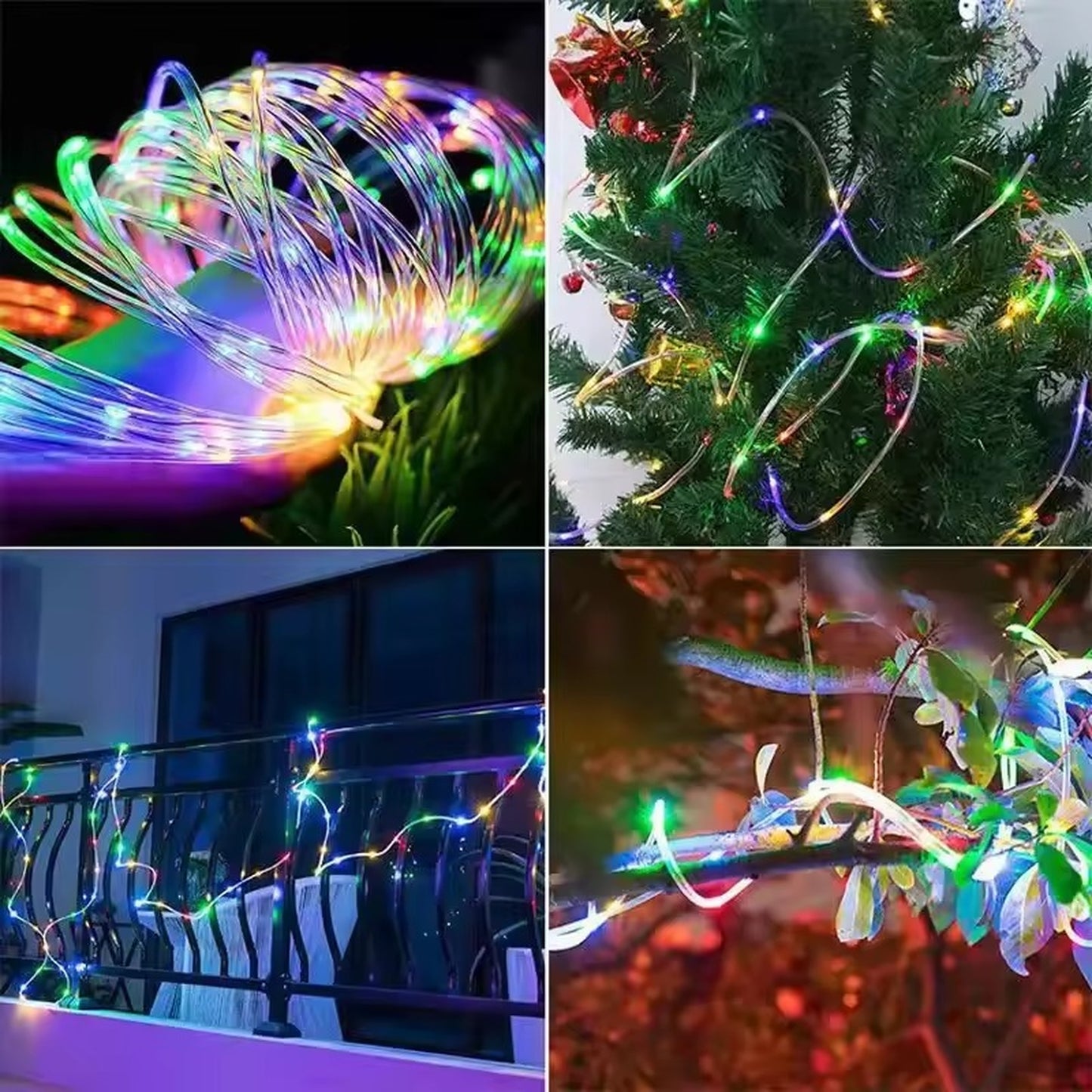 Solar Rope Tube LED Lights – Waterproof 8 Modes String Lights for Outdoor Garden, Christmas & Holiday Decoration