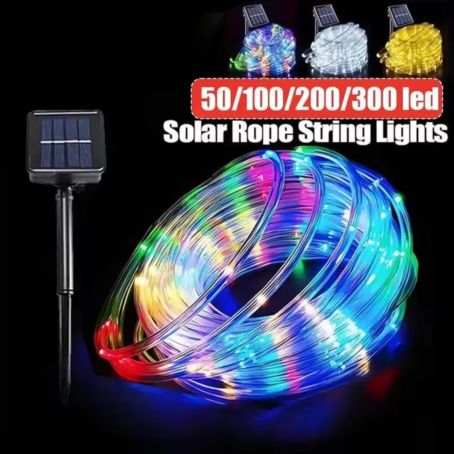 Solar Rope Tube LED Lights – Waterproof 8 Modes String Lights for Outdoor Garden, Christmas & Holiday Decoration