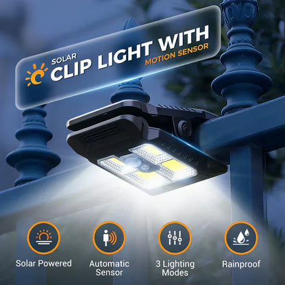 Solar Clip Lamp – Outdoor Waterproof Light with Motion Sensor & Warm Modes