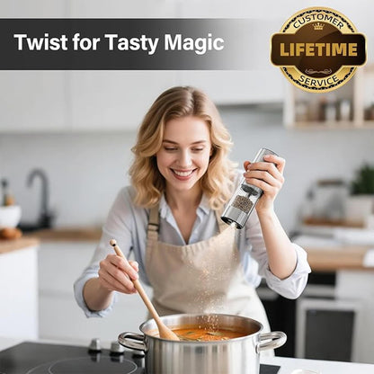 Rechargeable Electric Salt & Pepper Grinder – Adjustable Coarseness, LED Light, Stainless Steel Mill