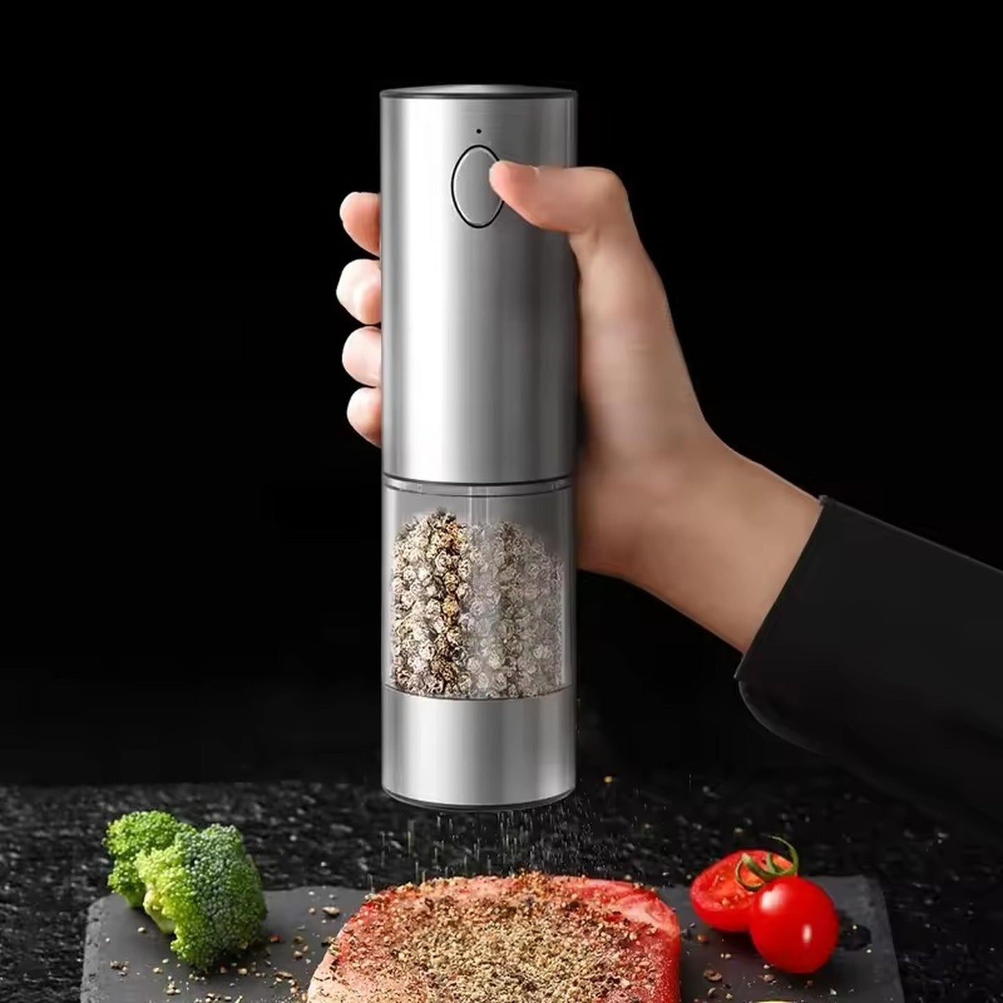 Rechargeable Electric Salt & Pepper Grinder – Adjustable Coarseness, LED Light, Stainless Steel Mill