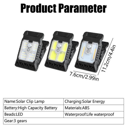 Solar Clip Lamp – Outdoor Waterproof Light with Motion Sensor & Warm Modes